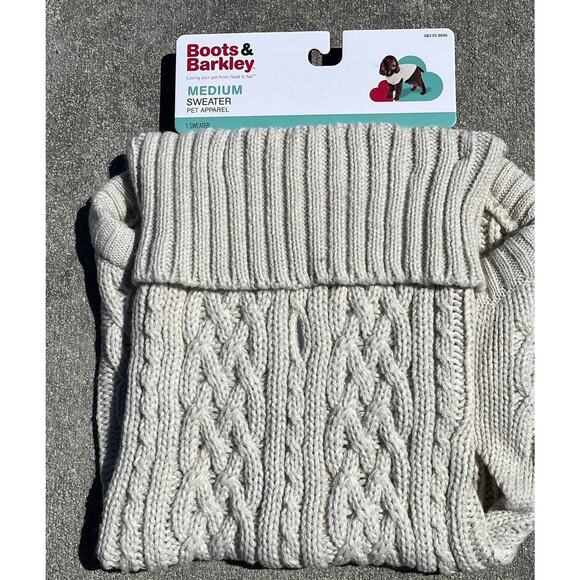 NEW Dog Cat Clothes PET KNIT SWEATER Size MED 20-40LB Cream Boots & Barkley NWT - Picture 12 of 13